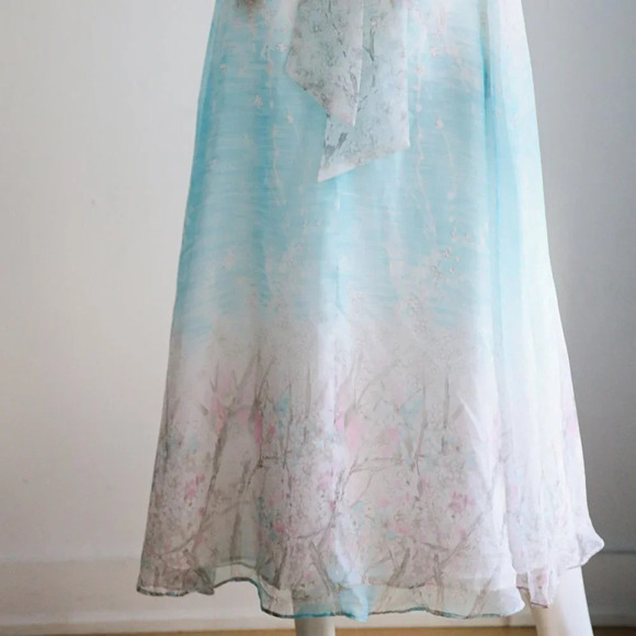 Cherry  Blossom Watercolour print Chiffon Dress - Picture 10 of 12